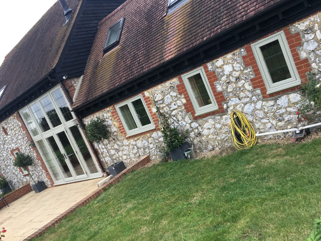 Grey flush sash windows